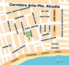 Mapa Can Picafort, situación Aparthotel Maracaibo